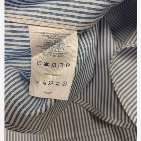 Lands’ End Blue Pinstriped  Ling Sleeve Button Down Dress Shirt Size 19-35 - Picture 12 of 12